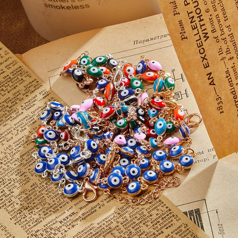 SATINIOR 9 Pieces Evil Eye Bracelet Handmade Evil Eye Beads Bracelet Evil Eye Chain Bracelet Adjustable Amulet Jewelry Evil Eyes Bracelets for Wom...